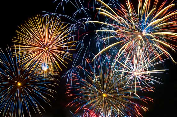 photographing a fireworks display