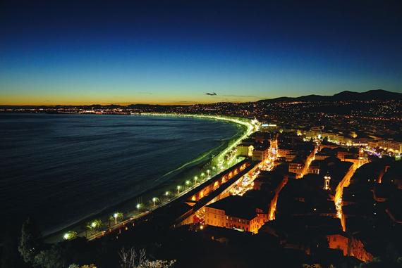 night coast cityscape