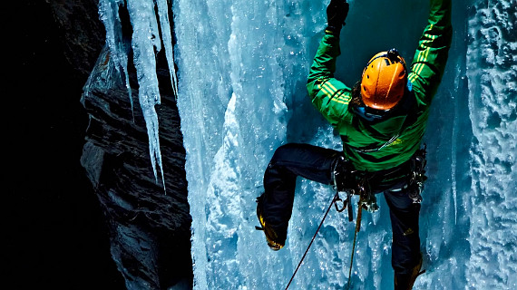 ice climber night photography