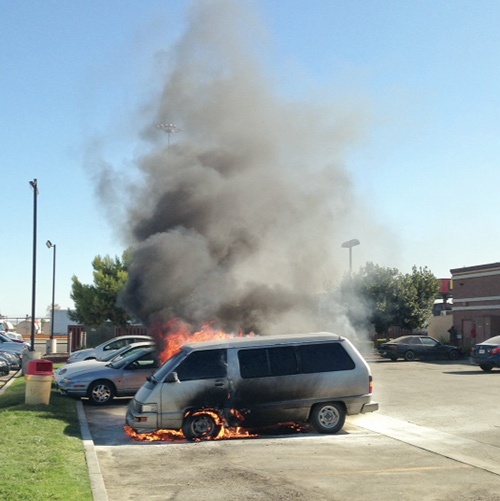 van caught on fire