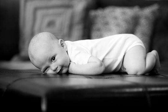 black and white baby portrait