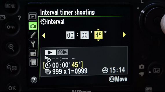 setting intervalometer 