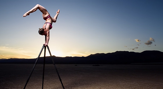 gymnast in desert