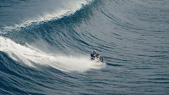 dirt bike on water