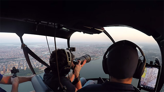 cityscape, photographing from a helicopter