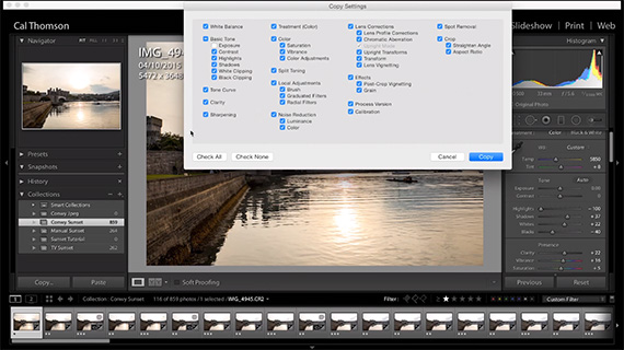 copy image settings in lightroom