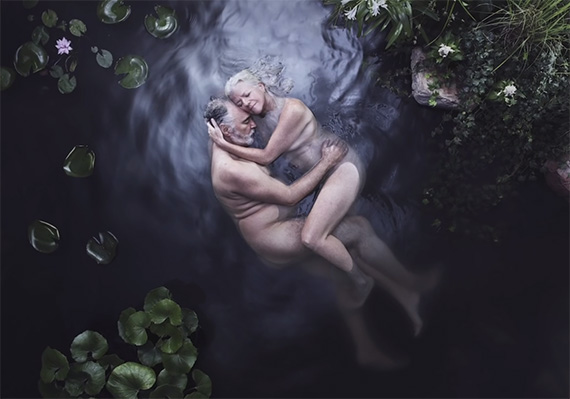 couple in pond