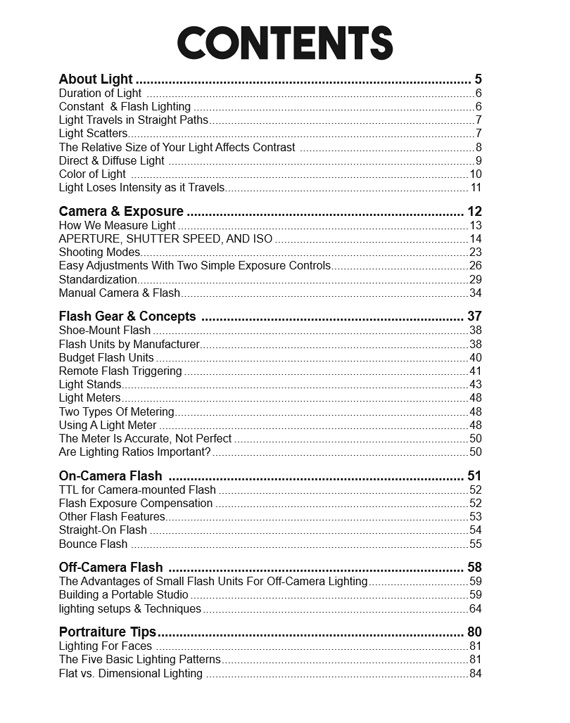 table of contents