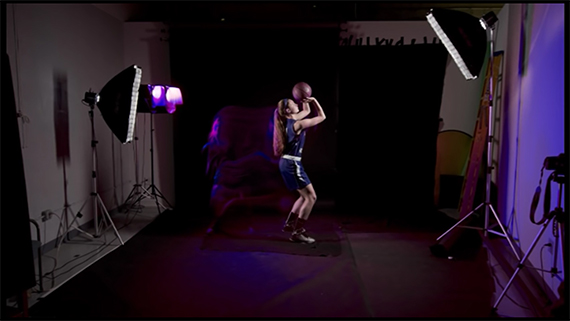 setup for purple ghosting portrait