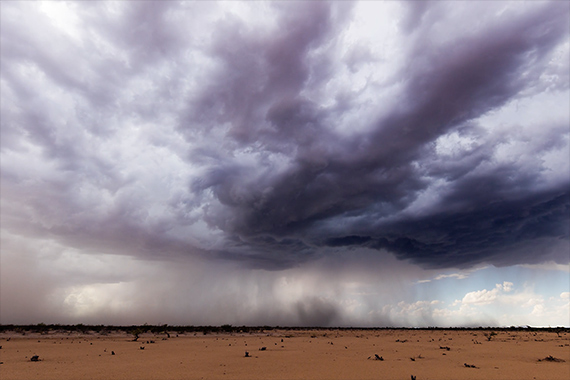 dust storm over desert 