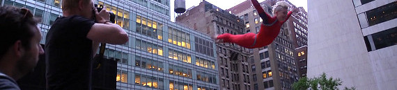 Photographing Acrobats on Trampolines in the Streets