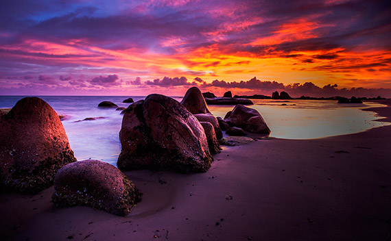 sunset with rocks