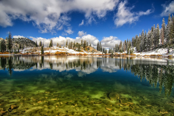 mountains and lake landscape