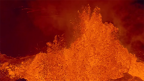 Super Close Drone Camera View of Volcanic Eruption