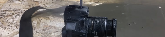 Watch as a DSLR Camera is Sliced in Half with a Waterjet