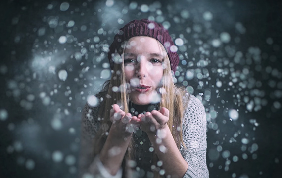 portrait with artificial snow