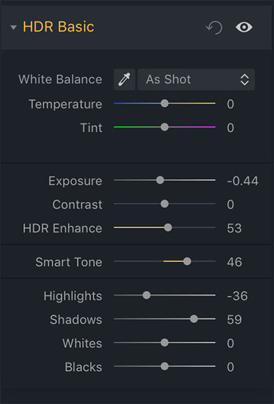 aurora hdr basic options