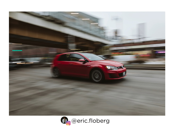 panning image of a car