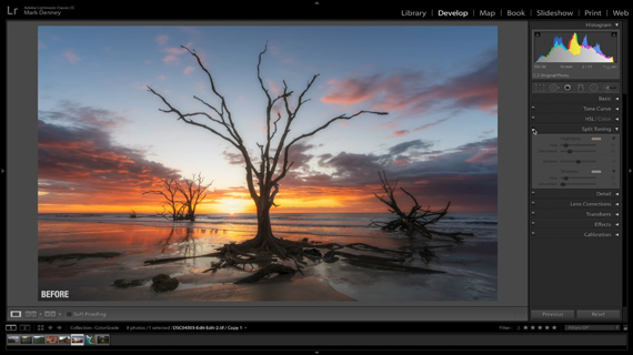 before split toning in lightroom
