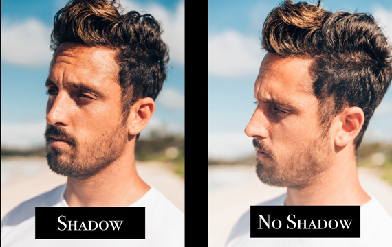 using light to define jaw line