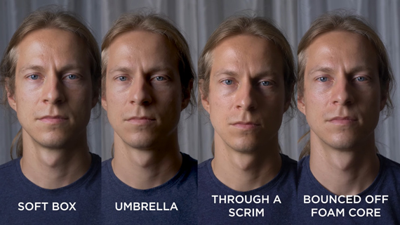 side by side comparison of portraits using different lights