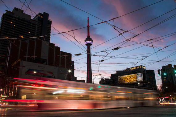 twilight cityscape